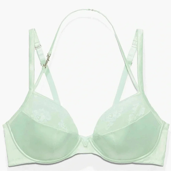 Savage x Fenty Strap Up Lace Plunge Bra Mint Green Size 34DD - Picture 1 of 5